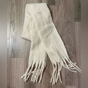 Large Chunky Oversized Cream Scarf with Fringe